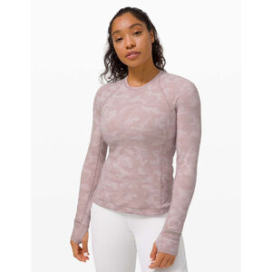 Lululemon Runderful Long Sleeve Fleece Camo Pink Running Top Women’s 6